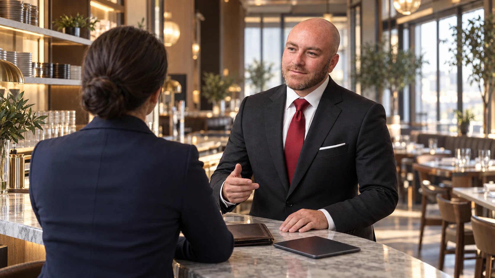 Jimmy Shakmeyster consulting with a hospitality business owner
